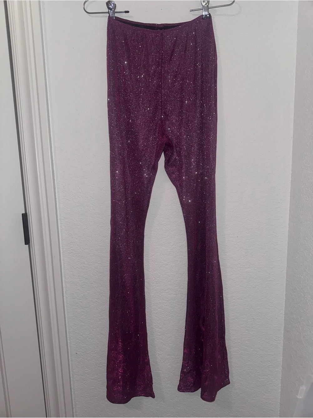 Pink sparkly flare pants